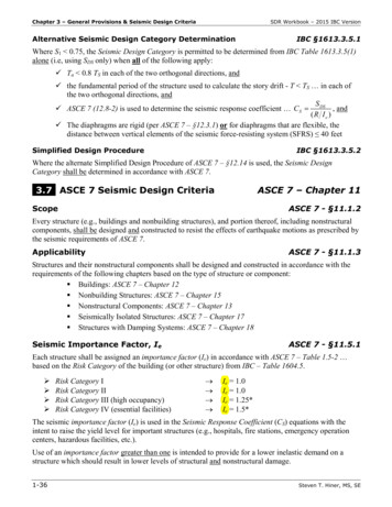 3.7 ASCE 7 Seismic Design Criteria ASCE 7 – Chapter 11