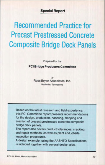 Recommended Practice For Precast Prestressed Concrete .