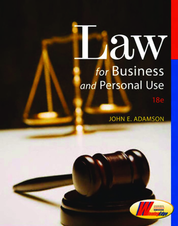 Law For Business And Personal Use 18e Textbook