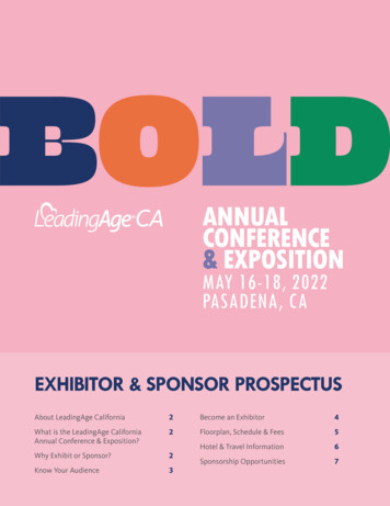 ANNUAL CONFERENCE & EXPOSITION MAY 16-18, 2022 PASADENA, CA - EShow