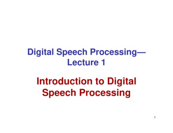 Introduction To Digital Speech Processing