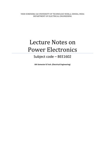 Lecture Notes On Power Electronics - VSSUT