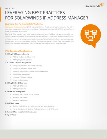 Leveraging Best Practices For Solarwinds Ip Address Manager