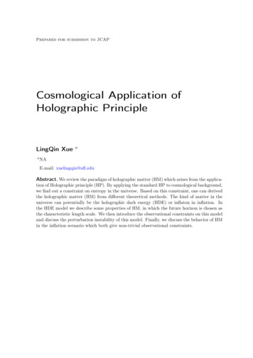 Cosmological Application Of Holographic Principle