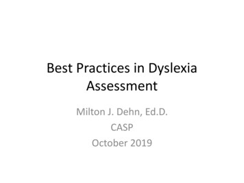 Best Practices In Dyslexia Assessment - CASPOnline