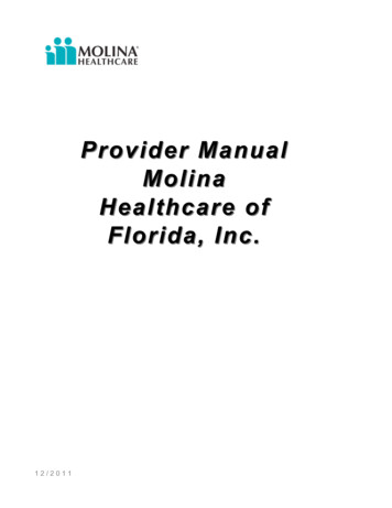 Provider Manual Molina Healthcare Of Florida, Inc.