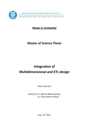 Integration Of Multidimensional And ETL Design