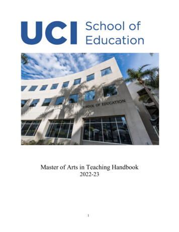 Master Of Arts In Teaching Handbook - Education.uci.edu