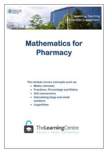 Mathematics For Pharmacy - James Cook University