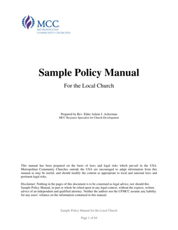 Sample Policy Manual - Metropolitan Community Church
