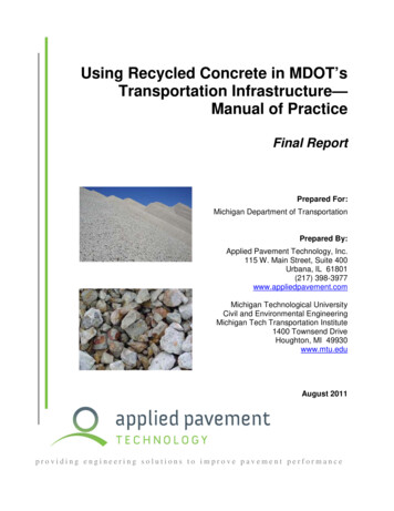 Using Recycled Concrete In MDOT's Transportation .