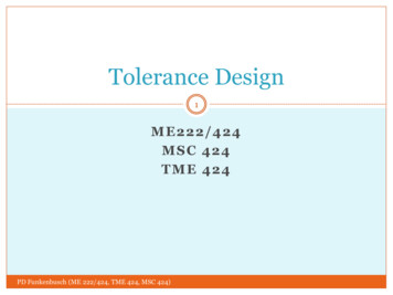 Tolerance Design - University Of Rochester