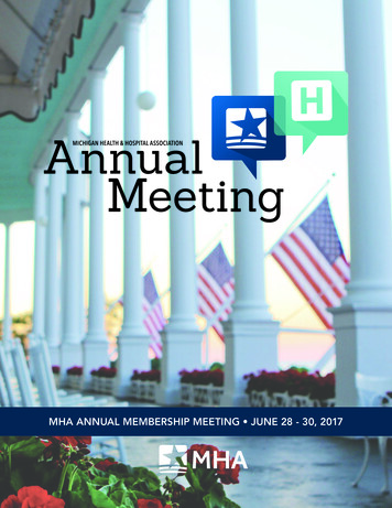 Mha Annual Membership Meeting June 28 - 30, 2017