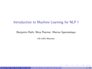 Introduction To Machine Learning For NLP I