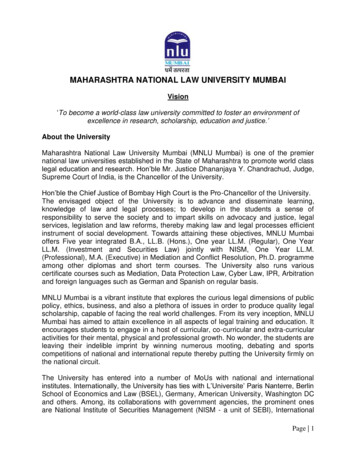 MAHARASHTRA NATIONAL LAW UNIVERSITY MUMBAI - Consortium Of NLUs