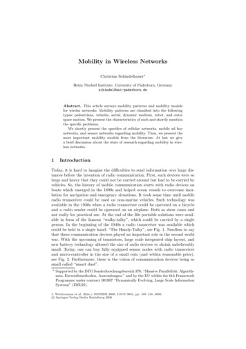 Mobility In Wireless Networks - Uni-freiburg.de