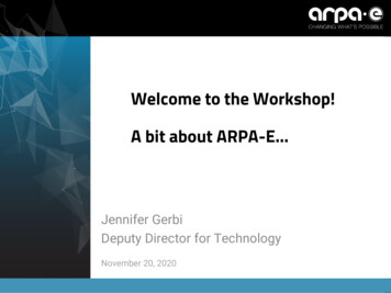 Welcome To The Workshop! A Bit About ARPA-E 
