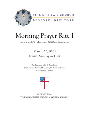 Morning Prayer Rite I