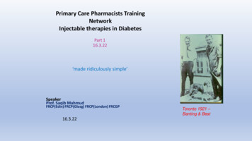 Primary Care Pharmacists Training Network Injectable Therapies In Diabetes