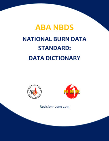 NATIONAL BURN DATA STANDARD: DATA DICTIONARY