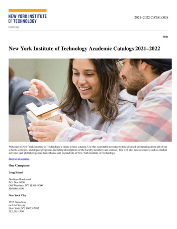 New York Institute Of Technology Academic Catalogs 2021–2022