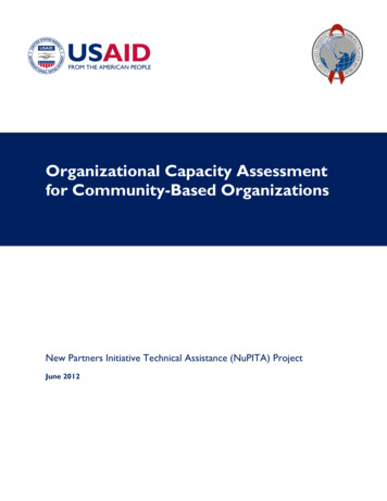 Organizational Capacity Assessment For Community-Based .