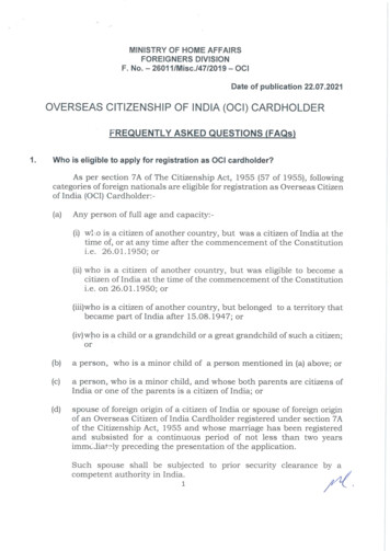 Overseas Citizenship Of India (Oci) Cardholder