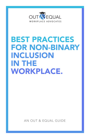 BEST PRACTICES FOR NON-BINARY INCLUSION IN THE 