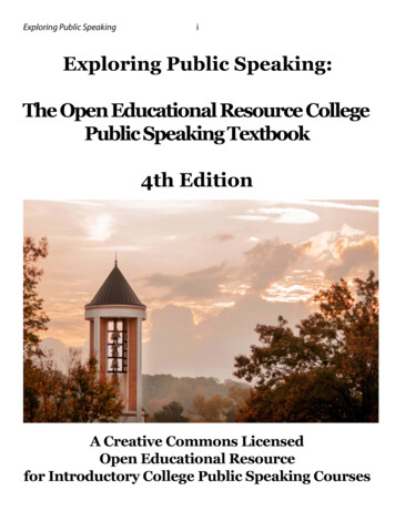 Exploring Public Speaking: The Open Educational Resource .