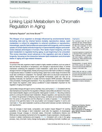 Linking Lipid Metabolism To Chromatin Regulation In Aging