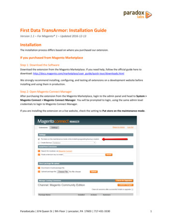 First Data TransArmor: Installation Guide - ParadoxLabs