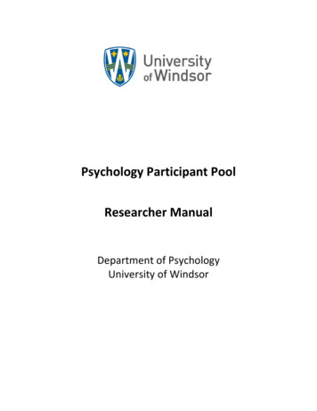 Psychology Participant Pool Researcher Manual