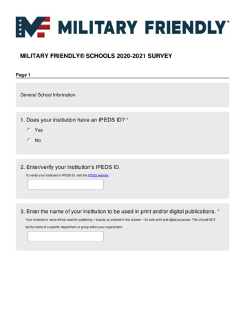 Military Friendly Schools 2020-2021 Survey