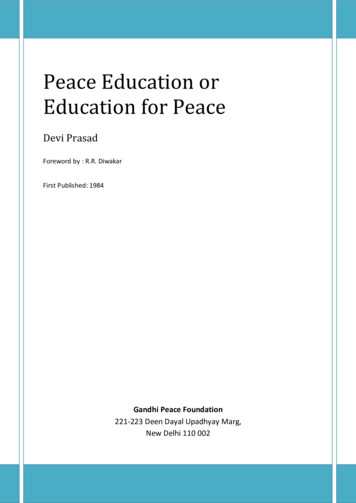 Peace Education Or Education For Peace - Mahatma Gandhi