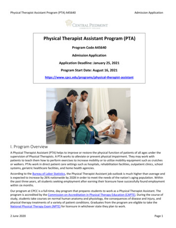Physical Therapist Assistant Program (PTA) - CPCC