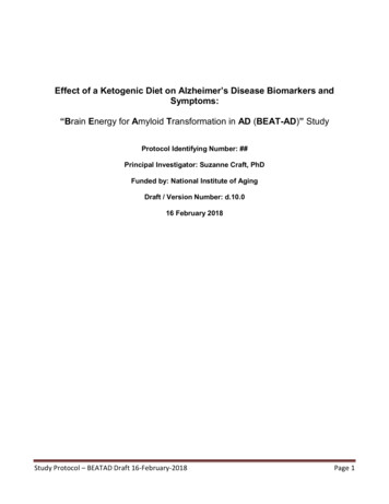 Effect Of A Ketogenic Diet On Alzheimer’s Disease .