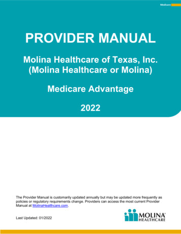 PROVIDER MANUAL - Molina Healthcare