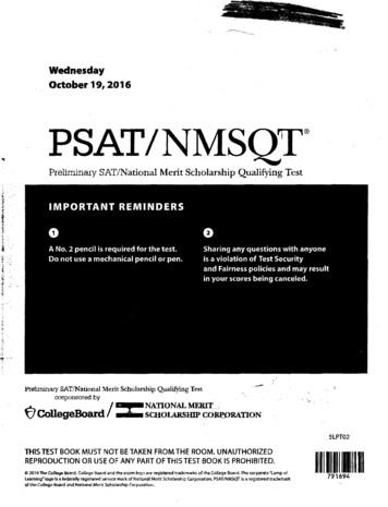 October 19, 2016 PSAT/NMSQT - SAT, SHSAT & TJHSST Test 