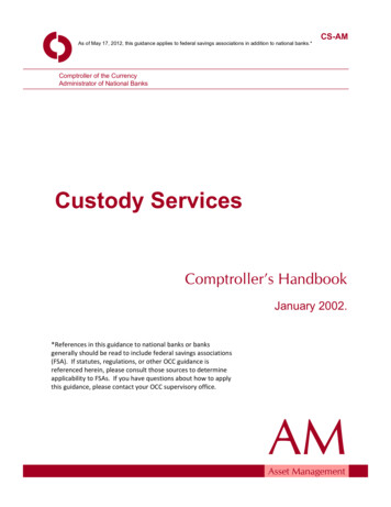 Custody Services - Office Of The Comptroller Of The Currency