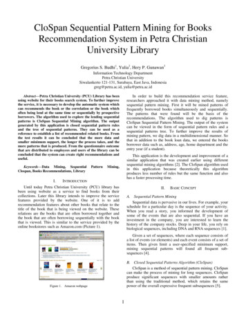 CloSpan Sequential Pattern Mining For Books Recommendation System In .
