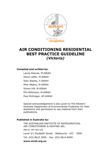 Air Conditioning Residential Best Practice Guideline
