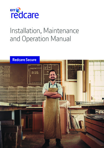 Installation, Maintenance And Operation Manual - BT