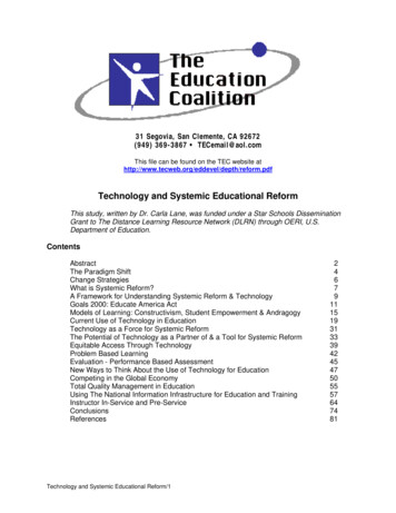 Technology And Systemic Educational Reform - Tecweb 