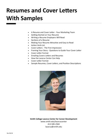 Resumes And Over Letters With Samples - Smith College