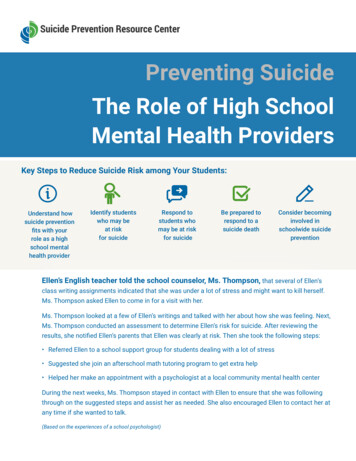 Preventing Suicide The Role Of High School Mental Health Providers - SPRC