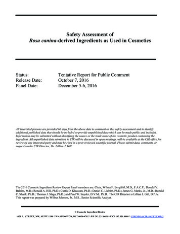 Safety Assessment Of Rosa Canina-derived Ingredients As .