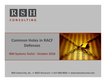 Common Holes In RACF Defenses - RSH Consulting