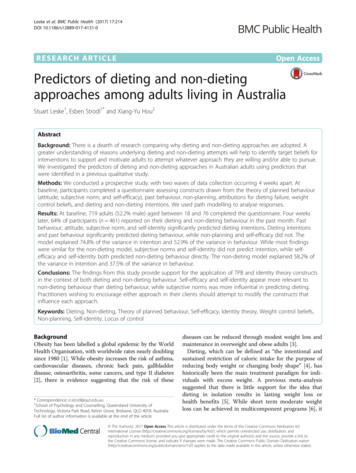 Predictors Of Dieting And Non-dieting Approaches Among .