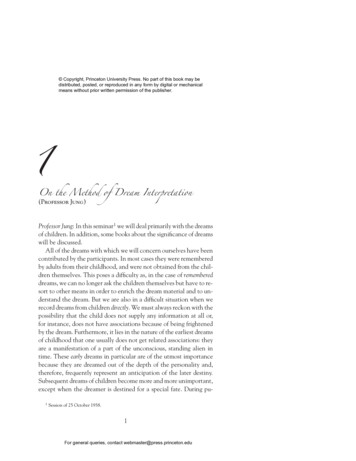 On The Method Of Dream Interpretation (Professor Jung)