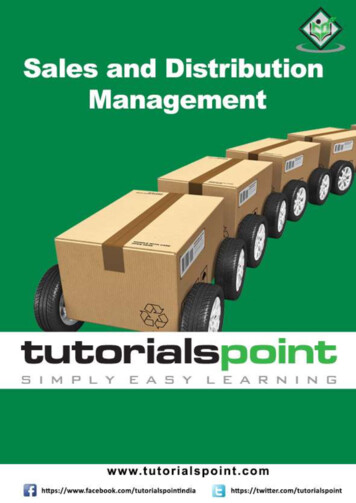 Sales And Distribution Management - Tutorialspoint